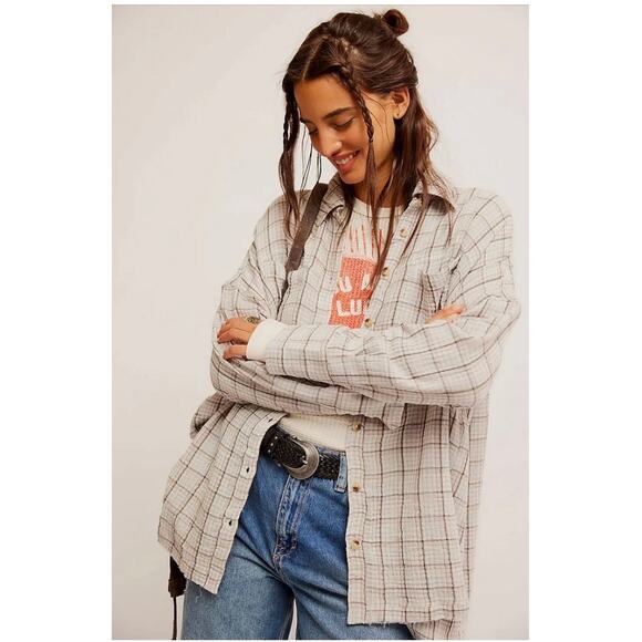 Free People We The Free Carditi Plaid Tunic Shirt Top XS - Picture 1 of 12